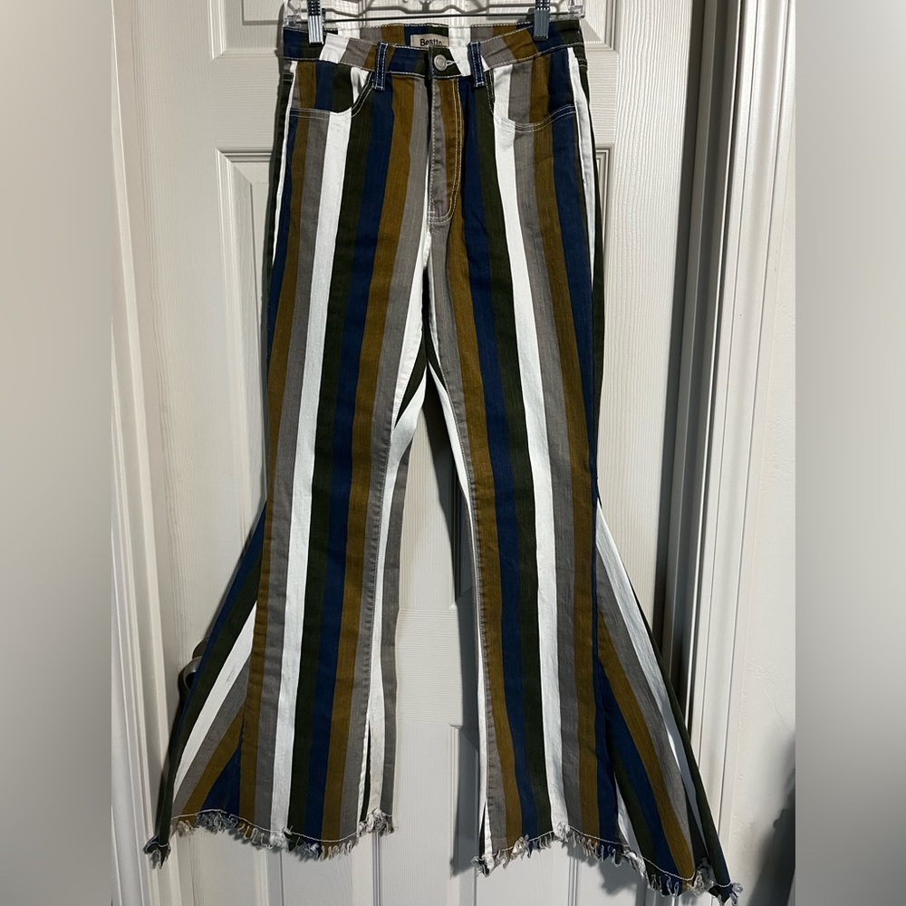 Striped Super Flared Jeans